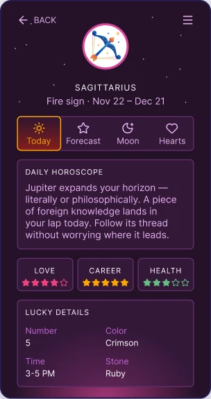 ZodiacInsights daily horoscope screen