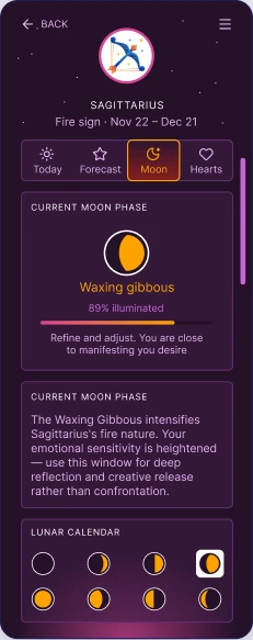 ZodiacInsights moon phase tracker